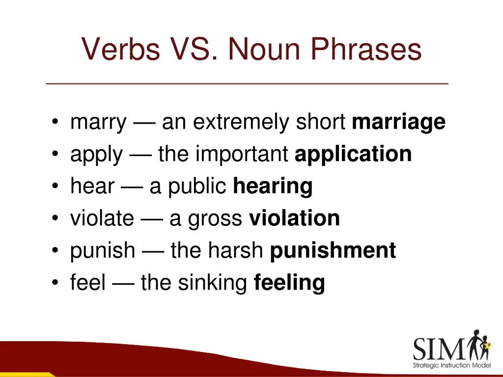 verbs vs noun phrases