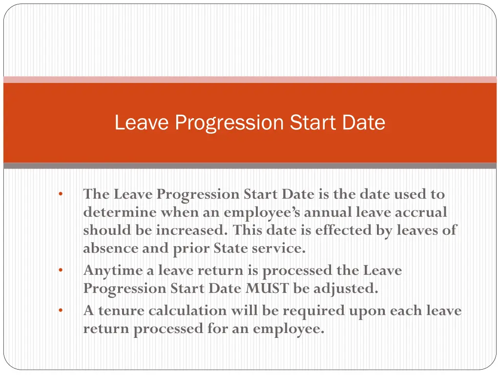 leave progression start date