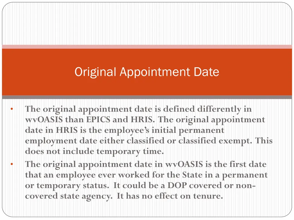 original appointment date