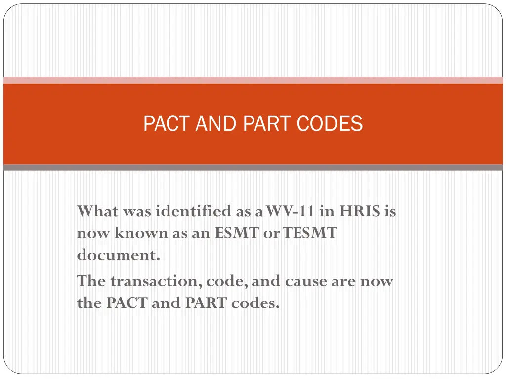 pact and part codes