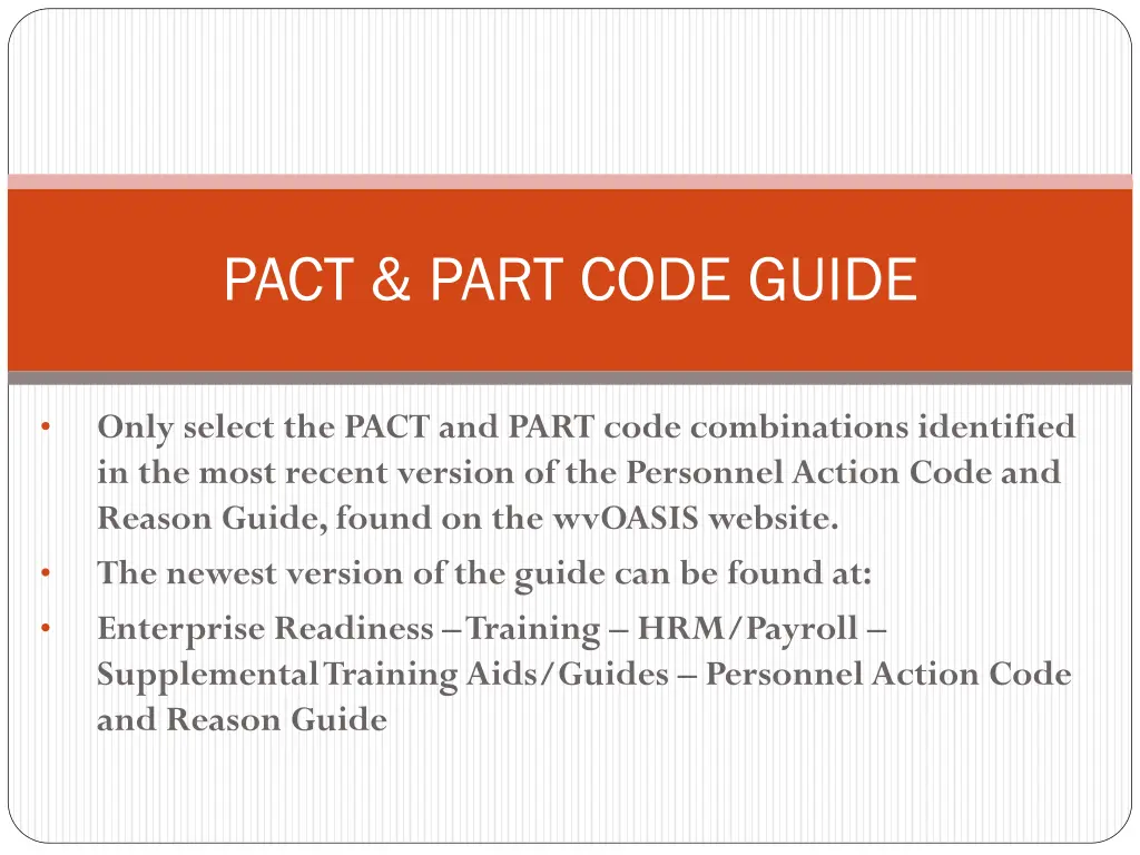 pact part code guide