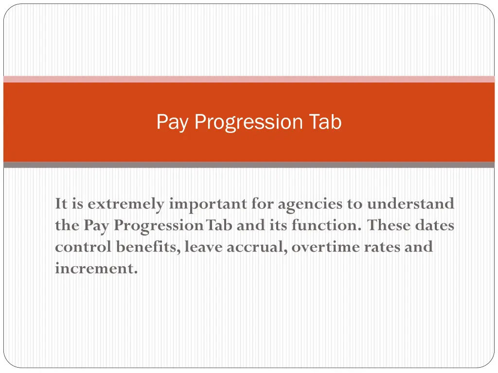 pay progression tab