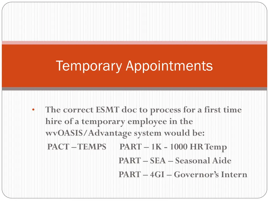 temporary appointments