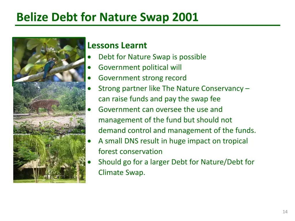 belize debt for nature swap 2001 12