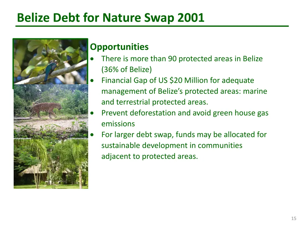 belize debt for nature swap 2001 13