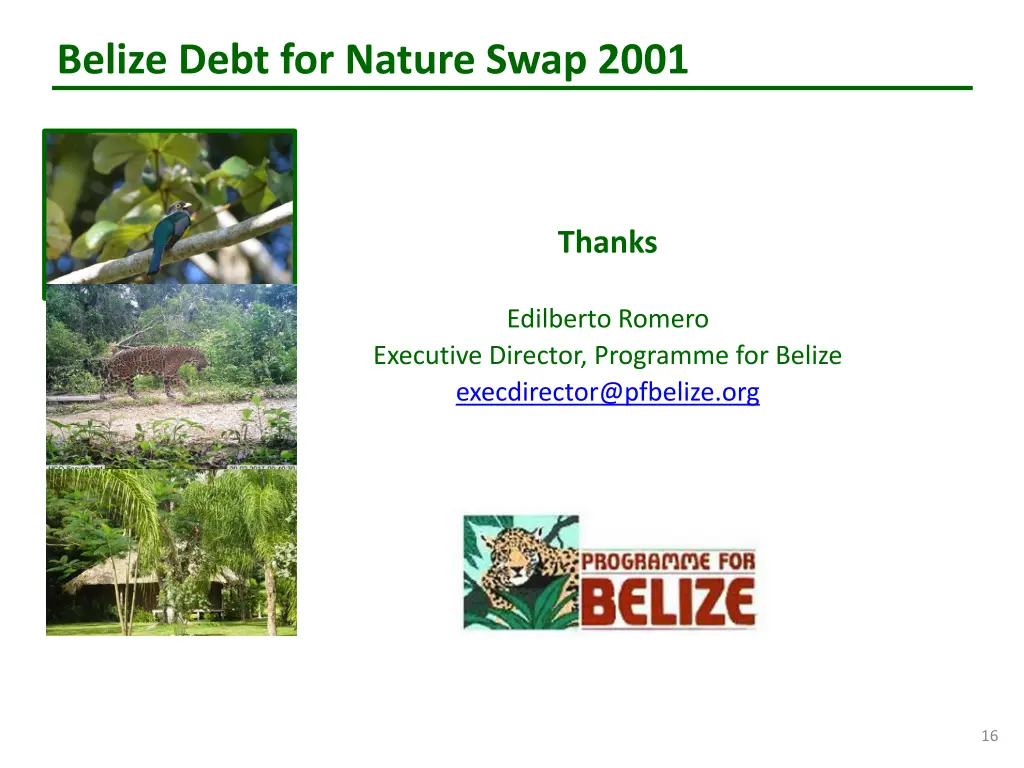 belize debt for nature swap 2001 14