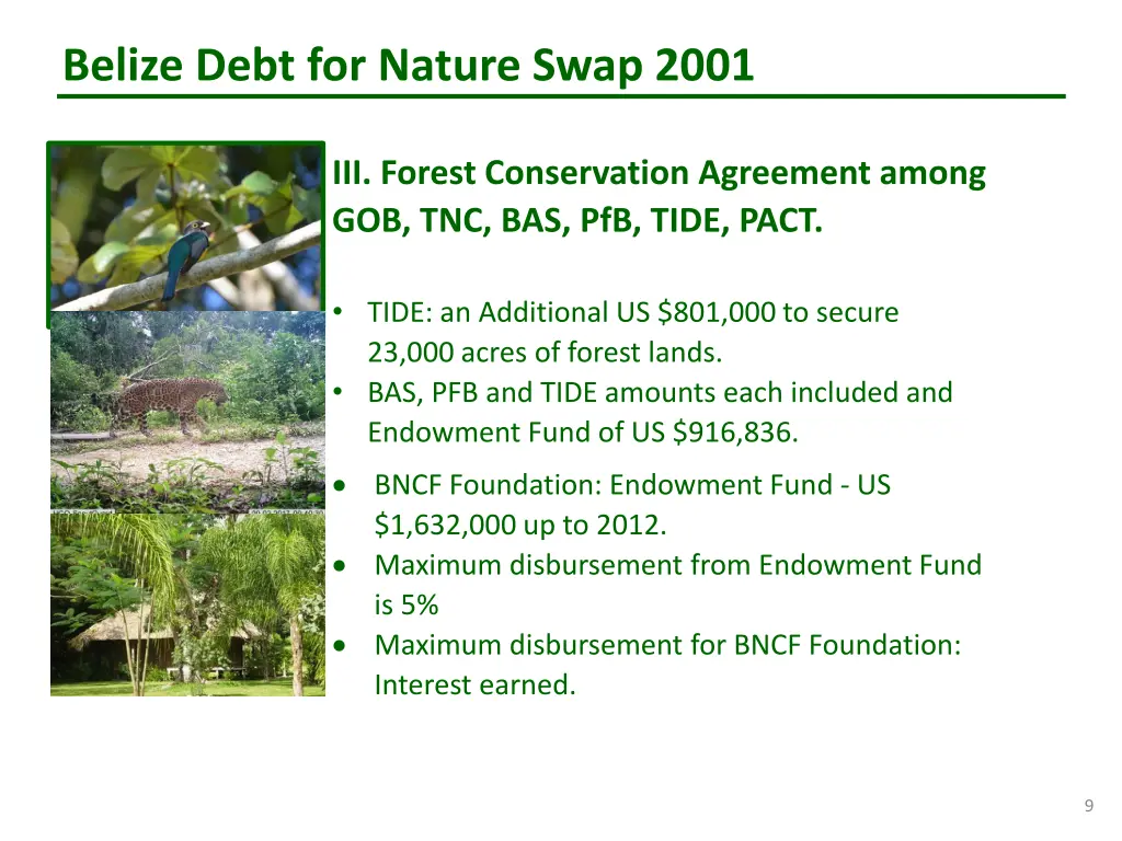 belize debt for nature swap 2001 7