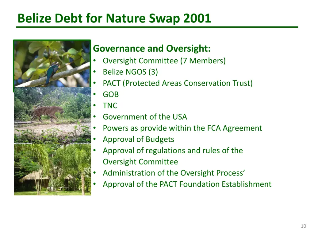 belize debt for nature swap 2001 8