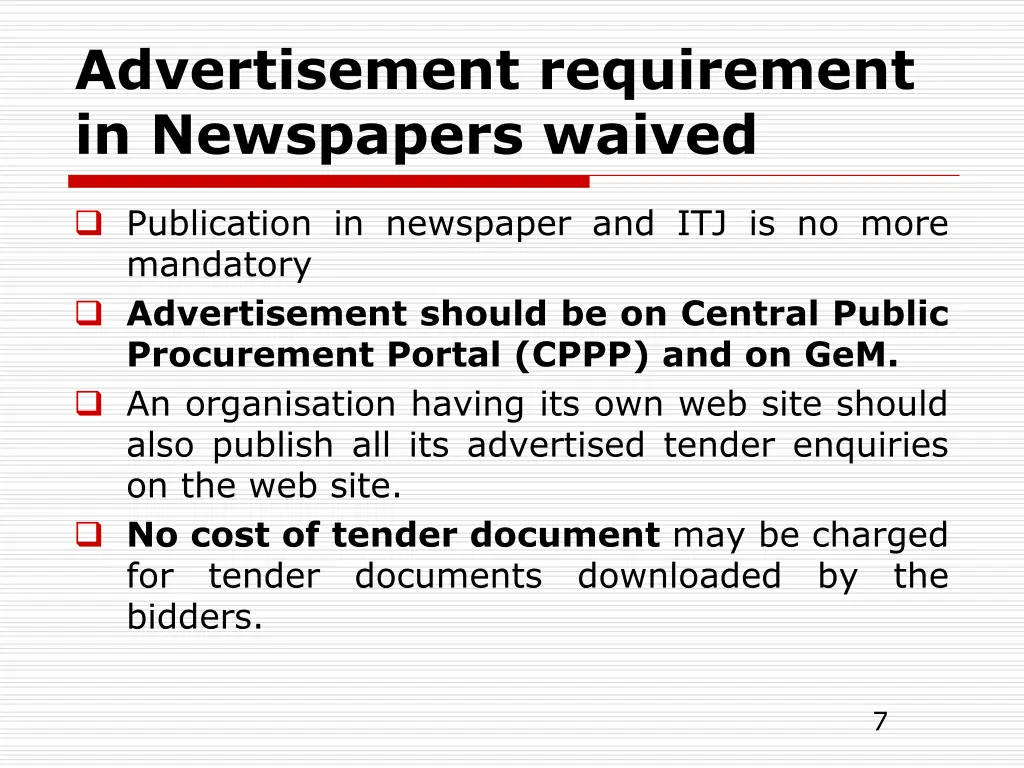 advertisement requirement in newspapers waived