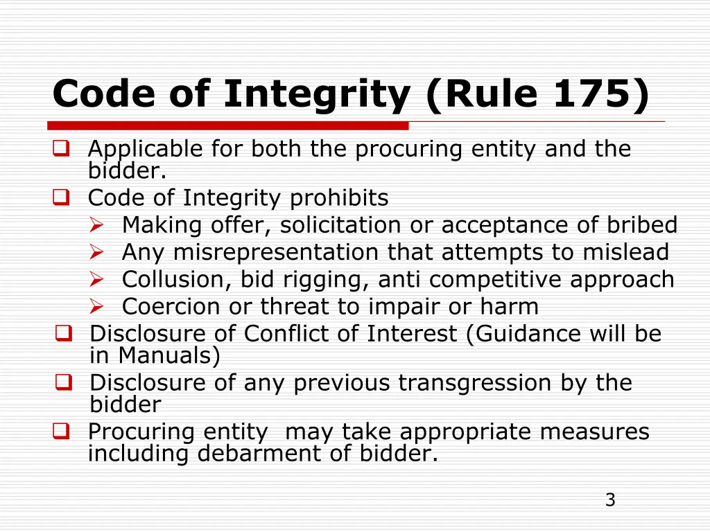 code of integrity rule 175