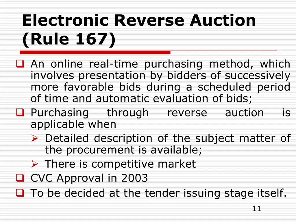 electronic reverse auction rule 167