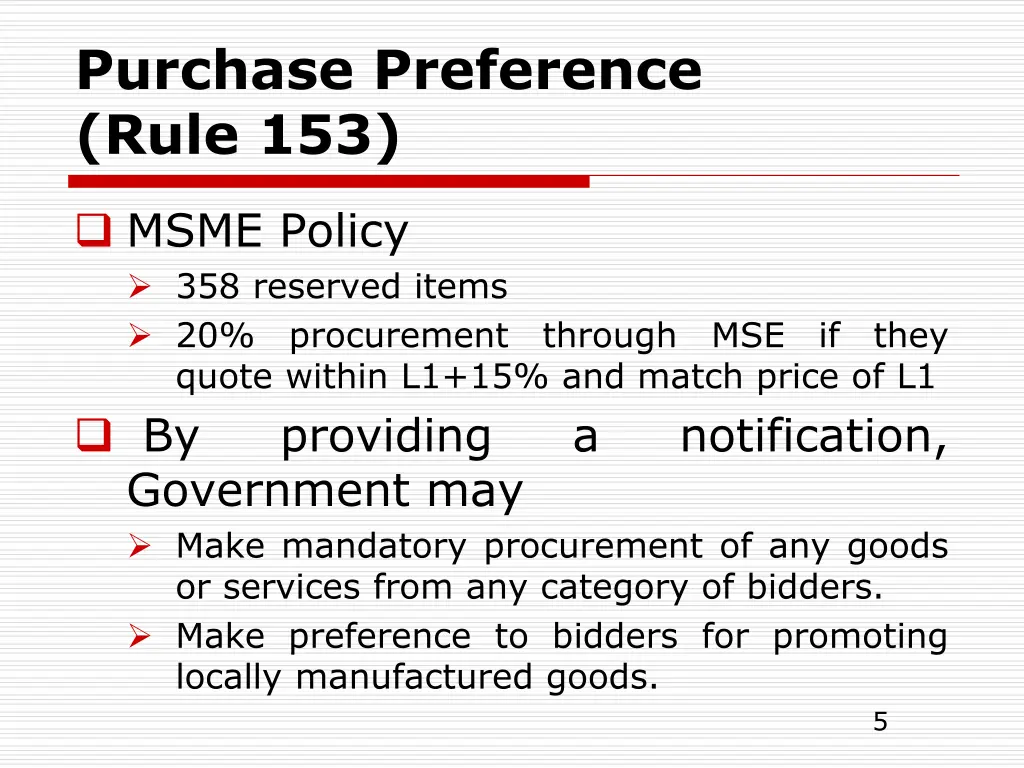 purchase preference rule 153