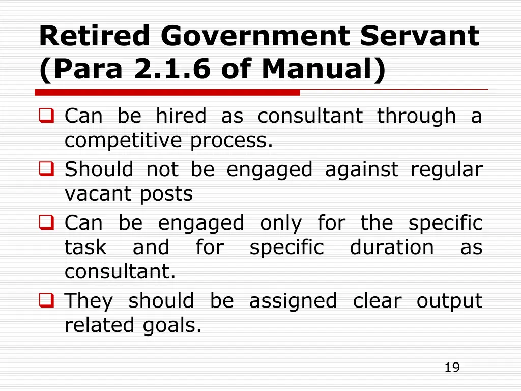 retired government servant para 2 1 6 of manual