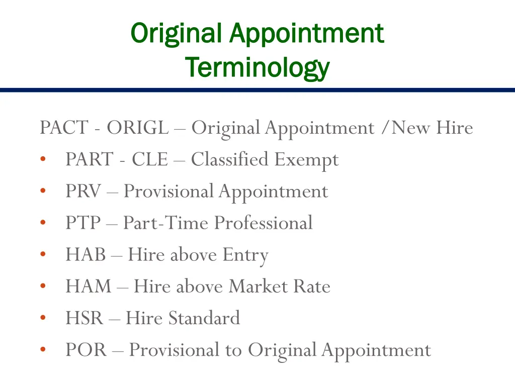 original appointment original appointment