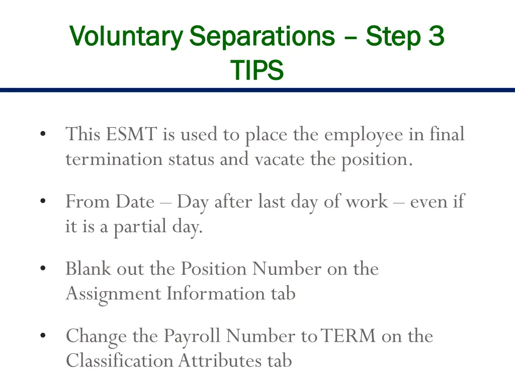 voluntary separations voluntary separations step