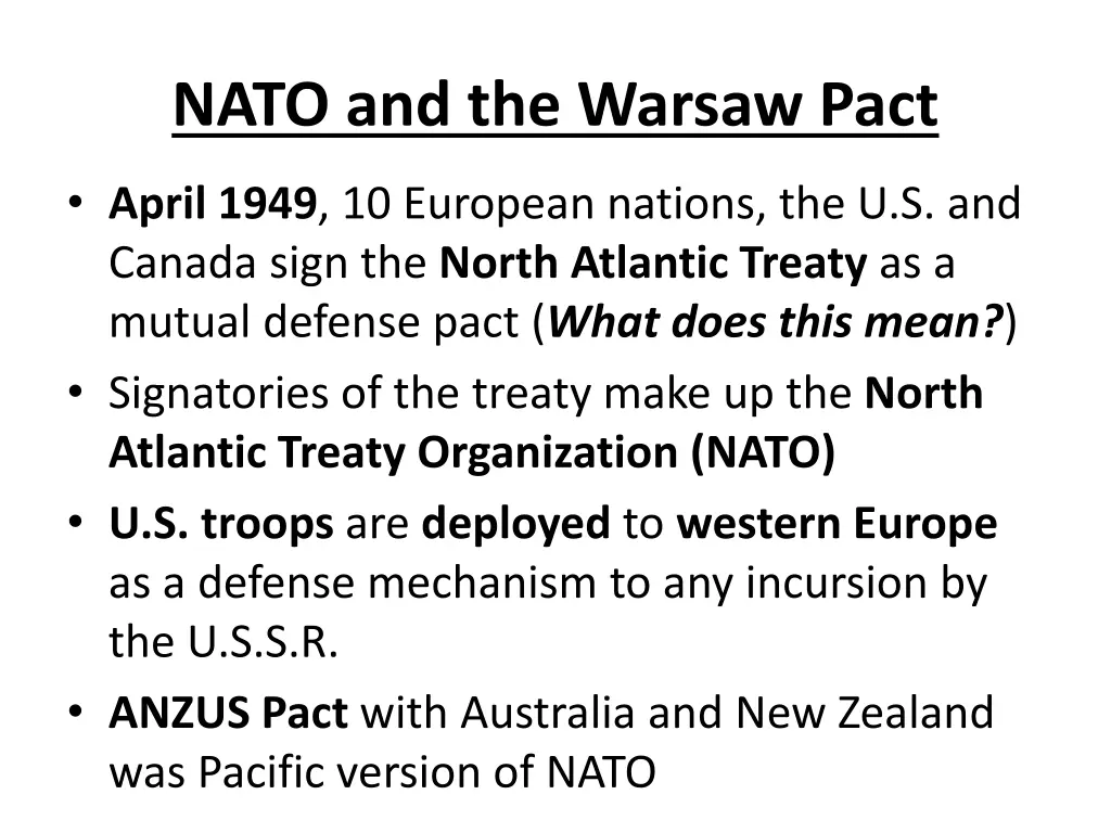 nato and the warsaw pact