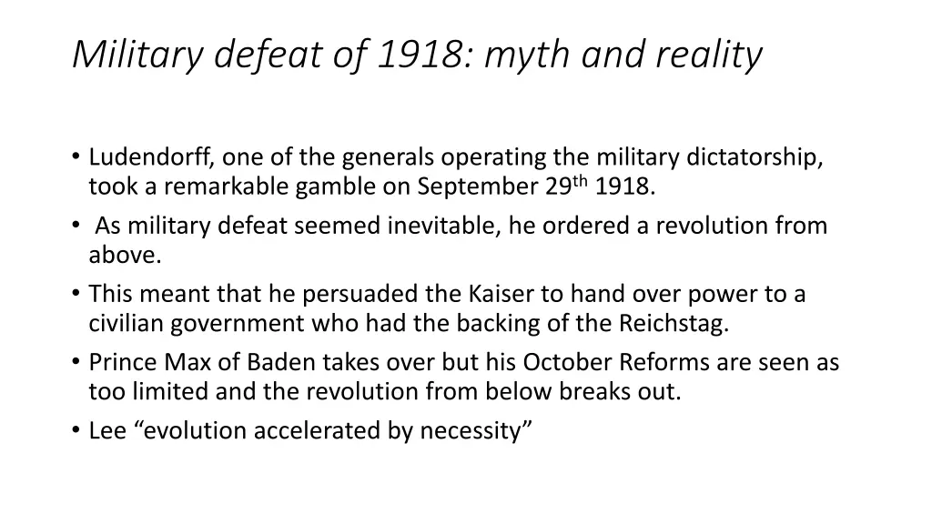 military defeat of 1918 myth and reality 1