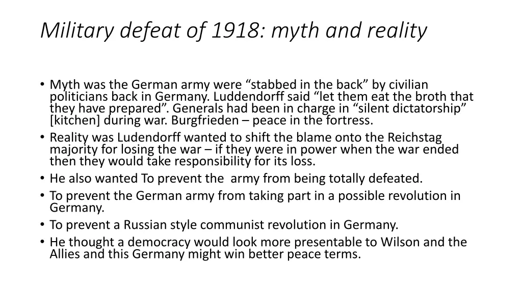 military defeat of 1918 myth and reality