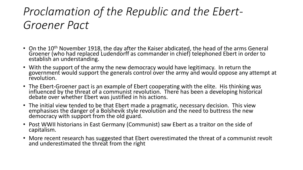 proclamation of the republic and the ebert 1