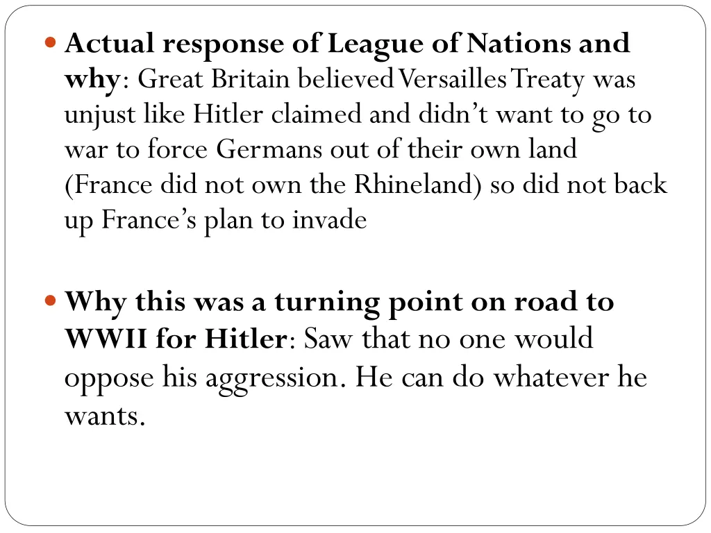 actual response of league of nations