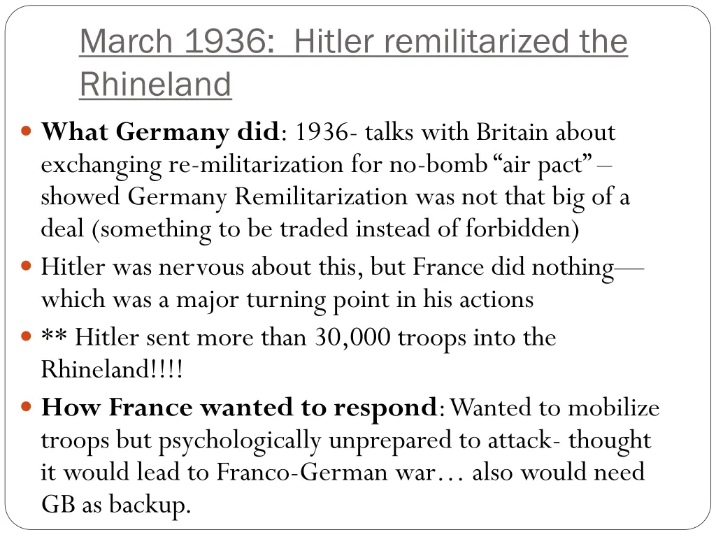 march 1936 hitler remilitarized the rhineland