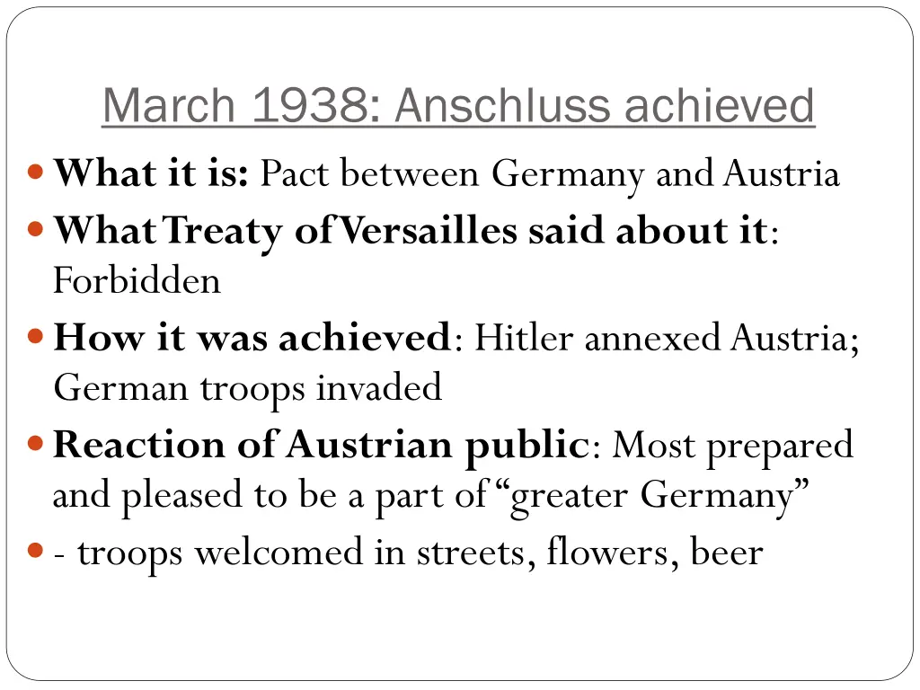 march 1938 anschluss achieved what it is pact