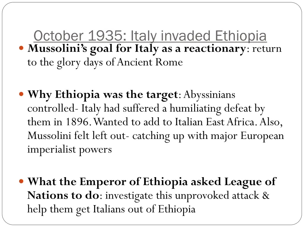 october 1935 italy invaded ethiopia mussolini