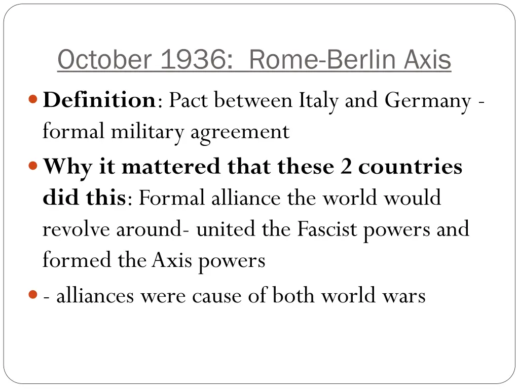 october 1936 rome berlin axis definition pact