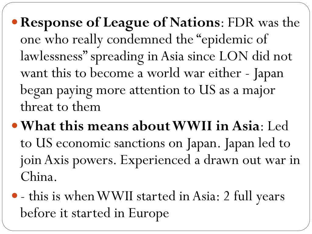 response of league of nations