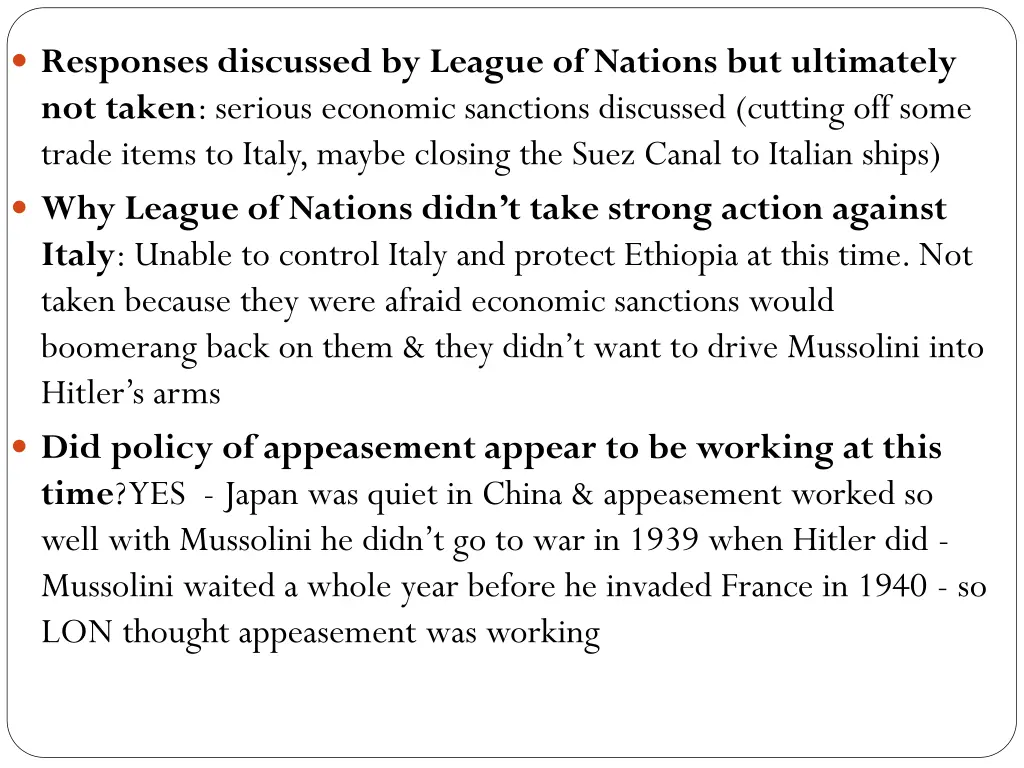 responses discussed by league of nations