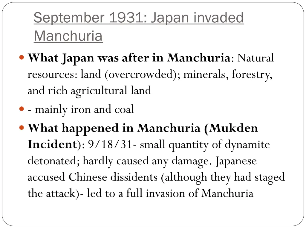 september 1931 japan invaded manchuria