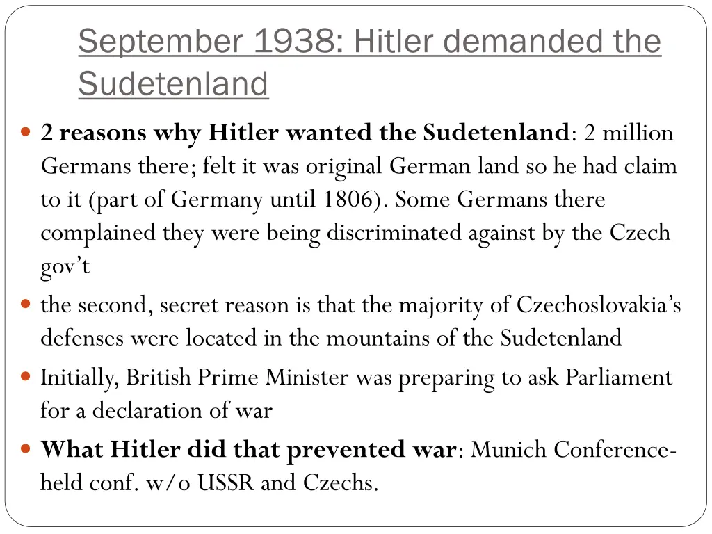 september 1938 hitler demanded the sudetenland