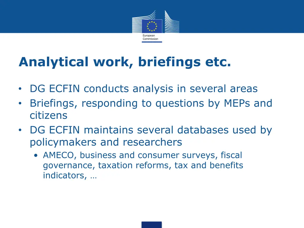 analytical work briefings etc