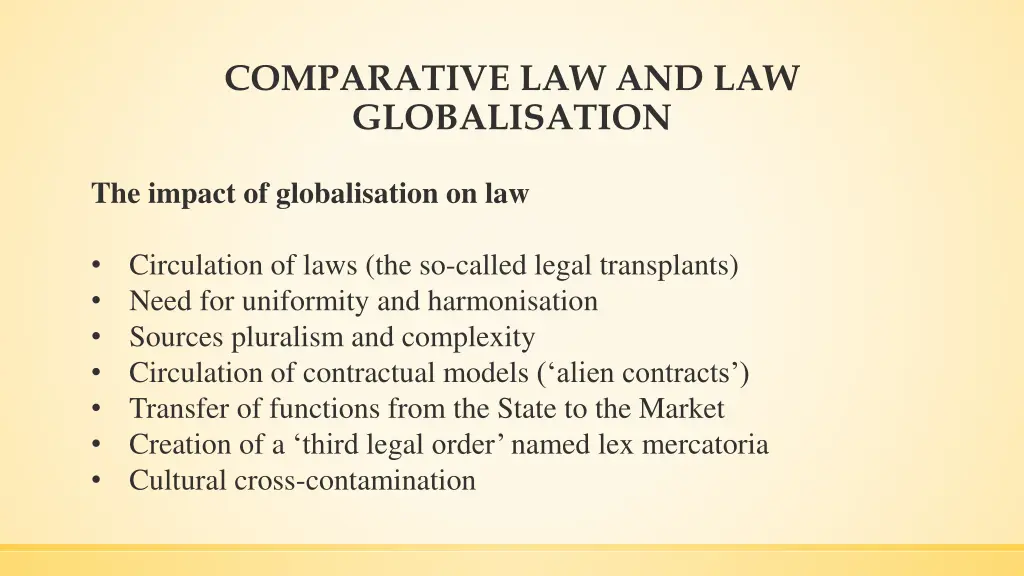 comparative law and law globalisation 1