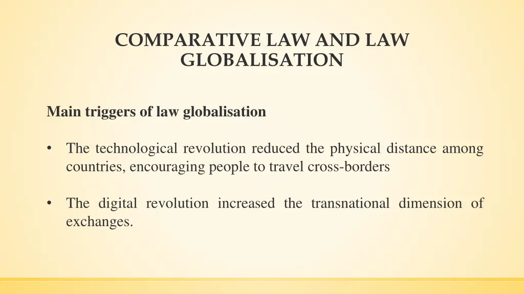 comparative law and law globalisation