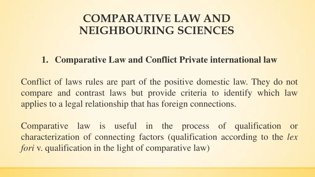 comparative law and neighbouring sciences