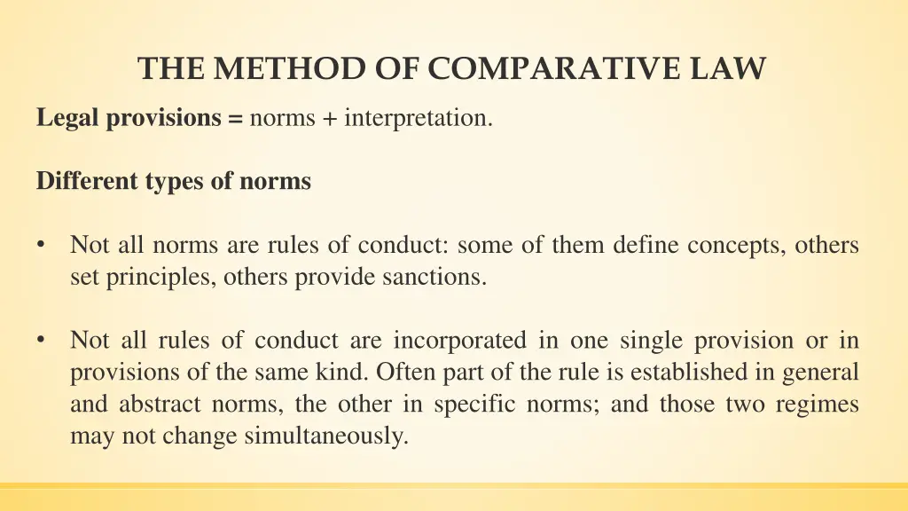 the method of comparative law legal provisions