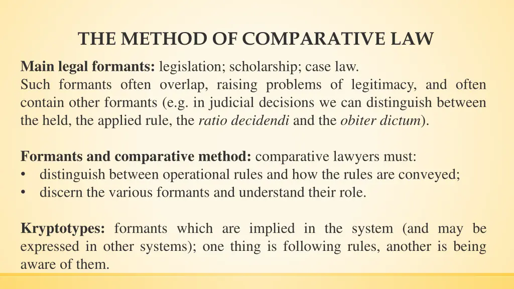 the method of comparative law main legal formants