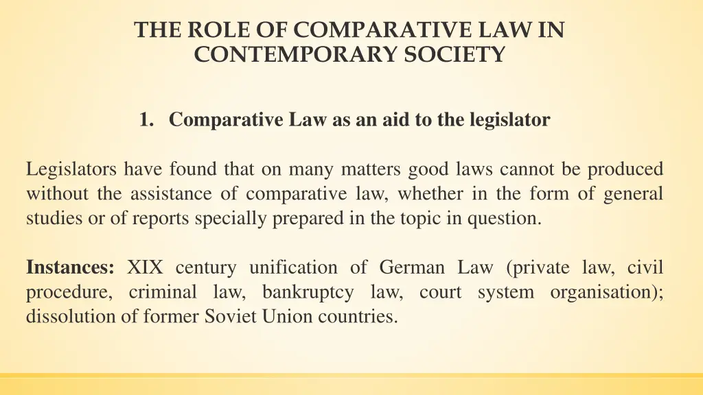 the role of comparative law in contemporary 1