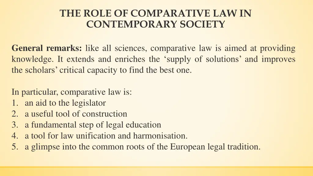 the role of comparative law in contemporary