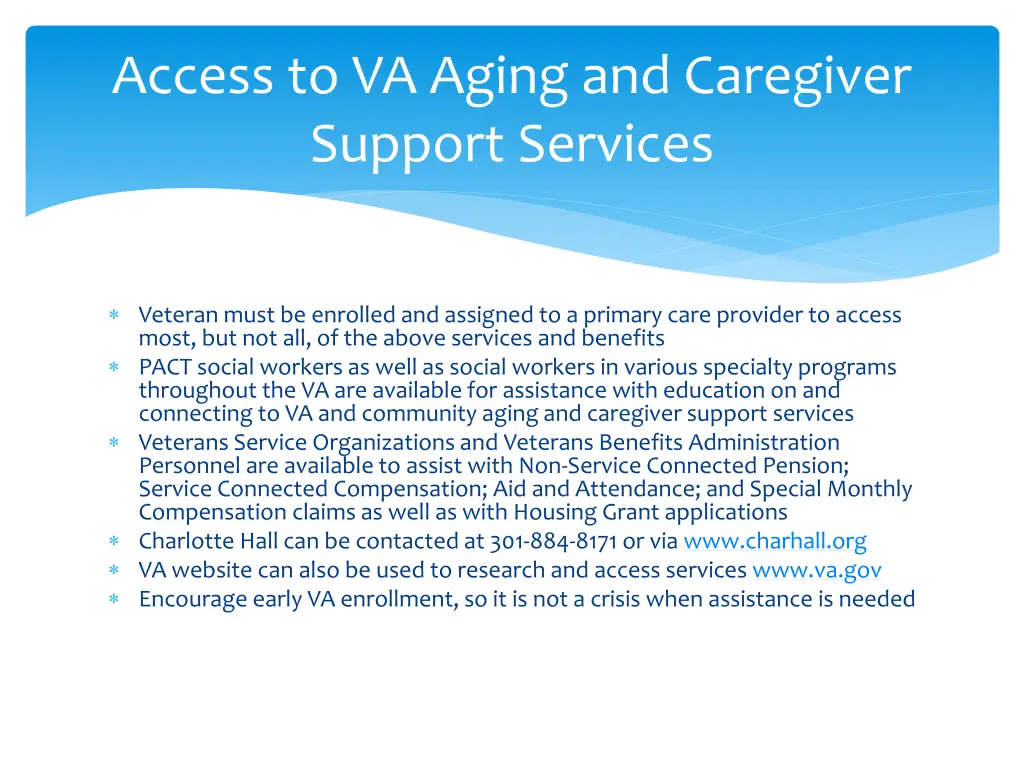 access to va aging and caregiver support services