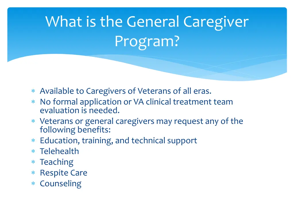 what is the general caregiver program