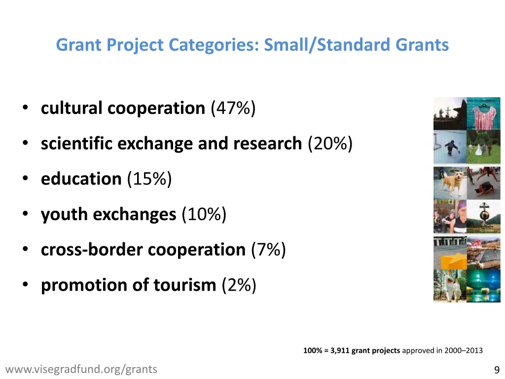 grant project categories small standard grants