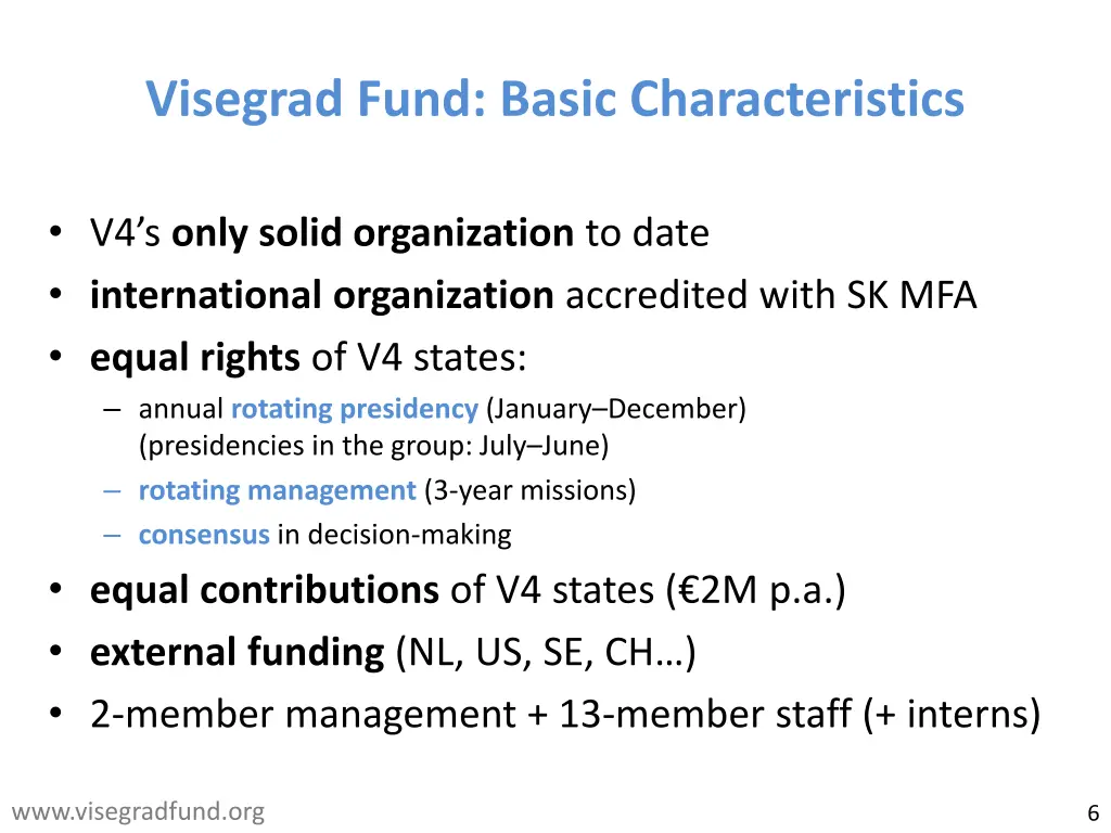 visegrad fund basic characteristics