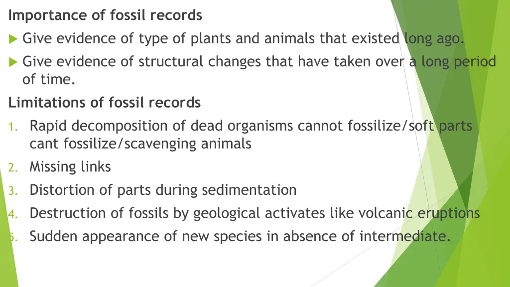 importance of fossil records give evidence