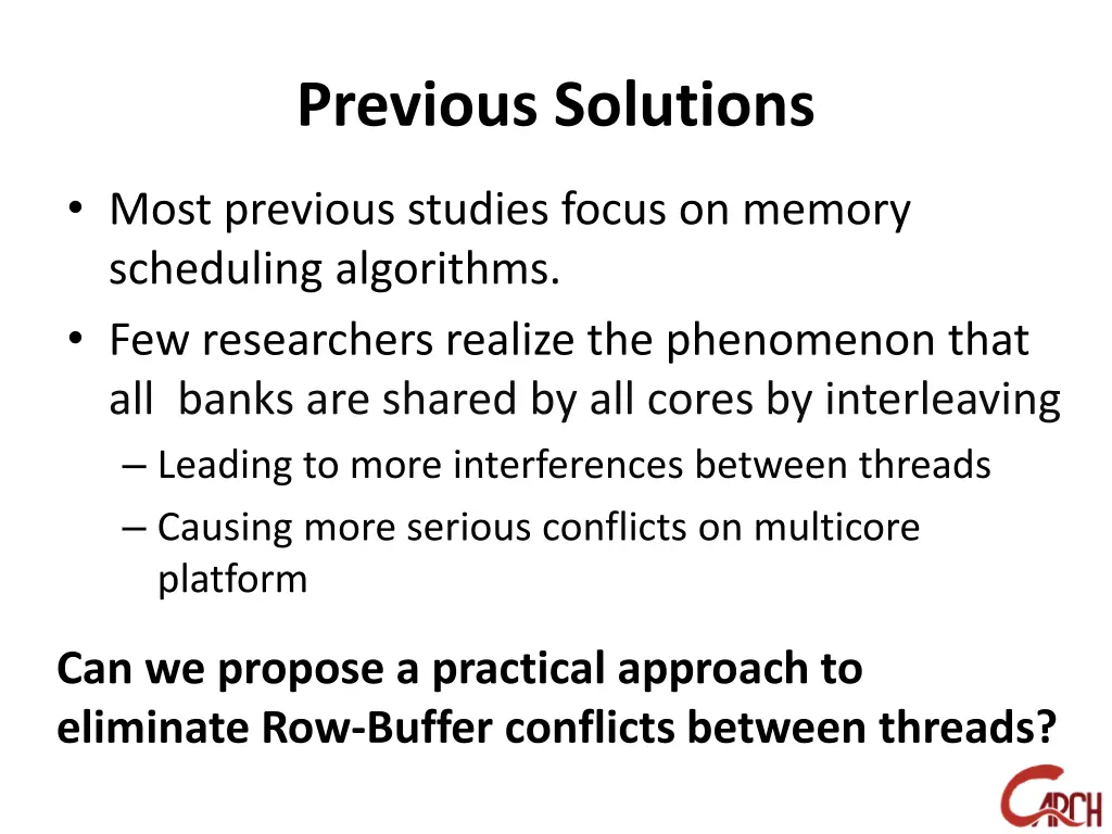 previous solutions