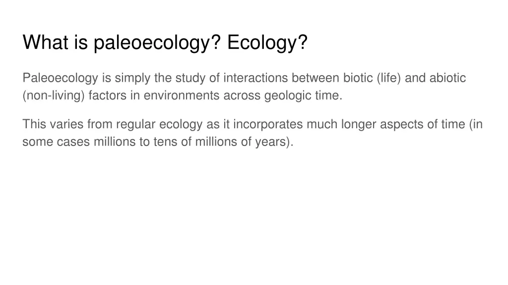 what is paleoecology ecology