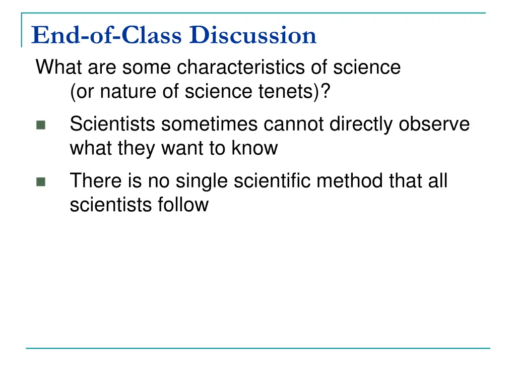 end of class discussion what are some 1