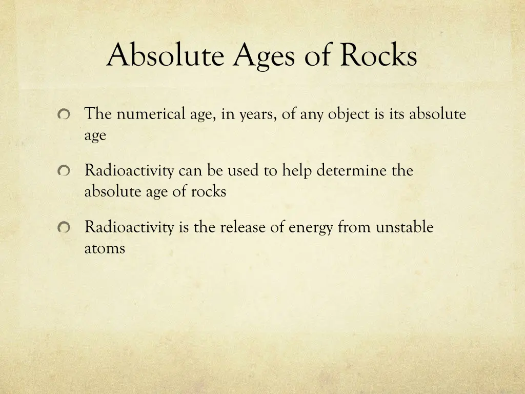 absolute ages of rocks