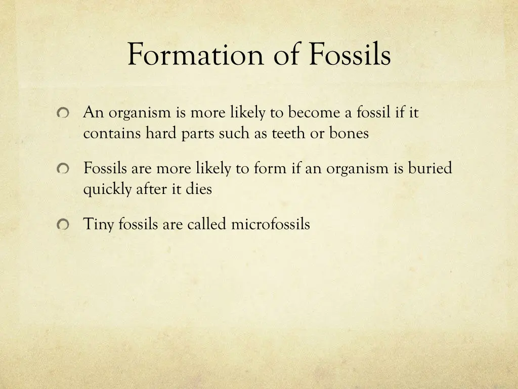 formation of fossils